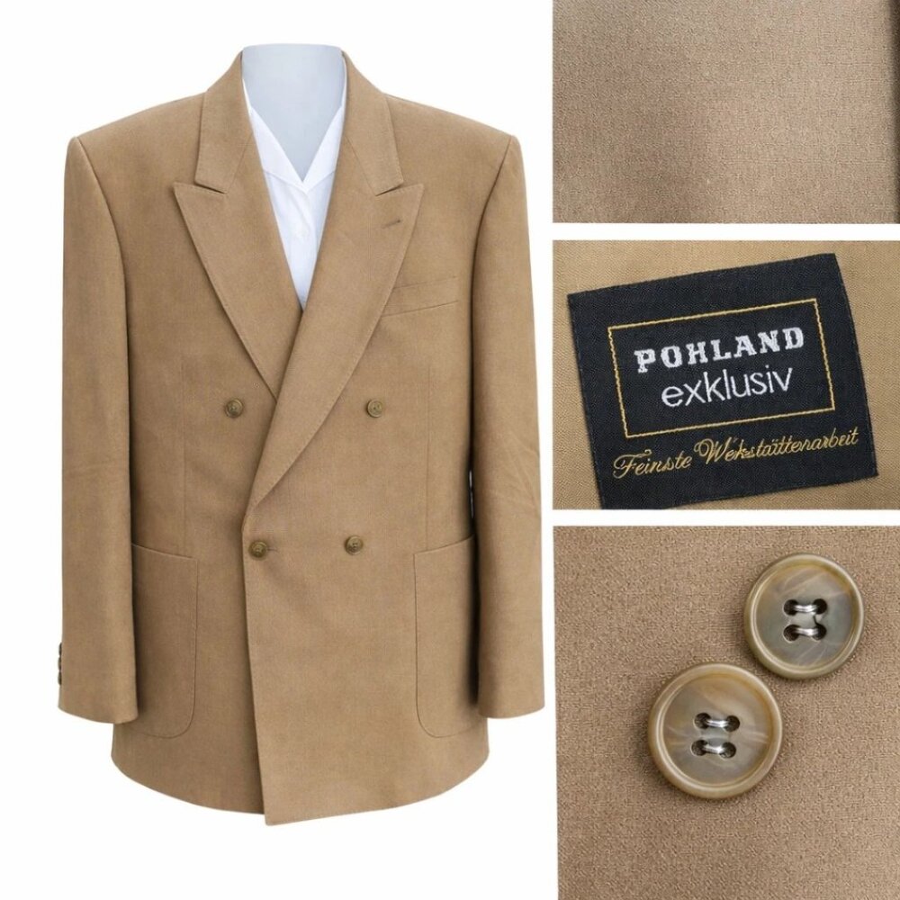 Men's Double-Breasted Tan Blazer
